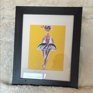 HANDCRAFTED Elegant Ballerina Art Print in Black Frame
